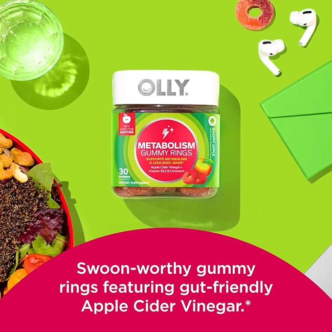 OLLY Immunity Sleep Gummy 60 Count &amp Metabolism Gummy Rings 30 Count Bundle
