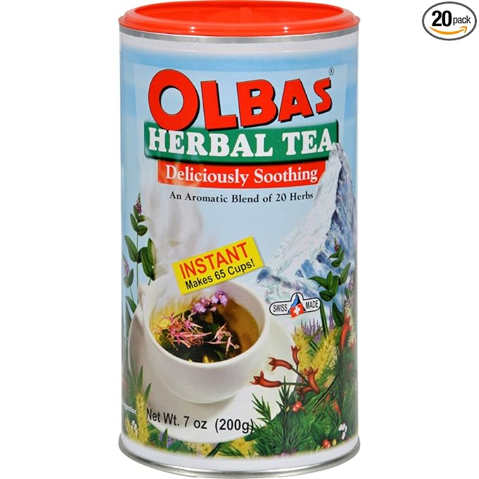 Olbas Instant Herbal Tea - 7 oz - An Aromatic Blend of 20 Herbs - Provides a delightfully warm soothing feeling anytime - Suitable for adults and children