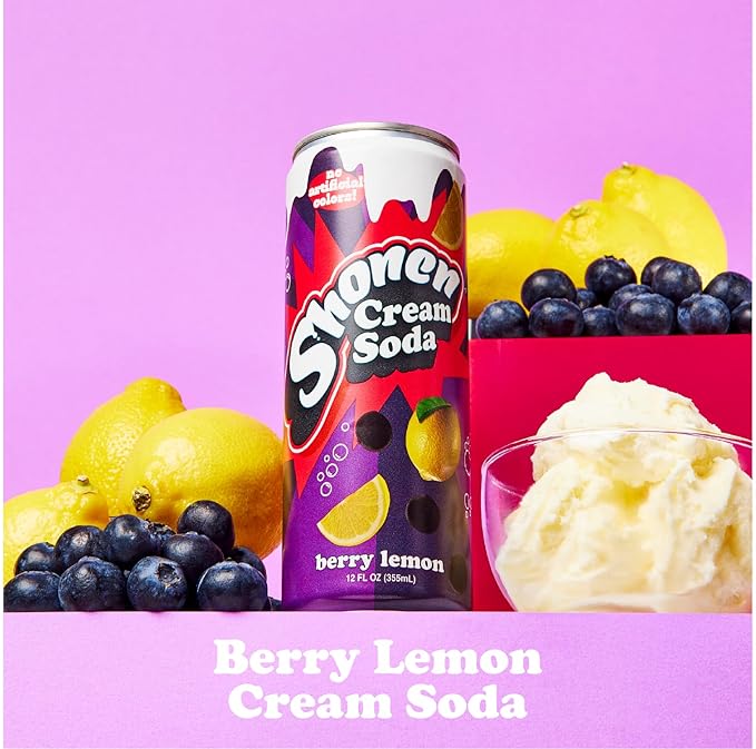 Shonen Soda - Berry Lemon Cream | 12 Fl Oz Can | 12-Pack