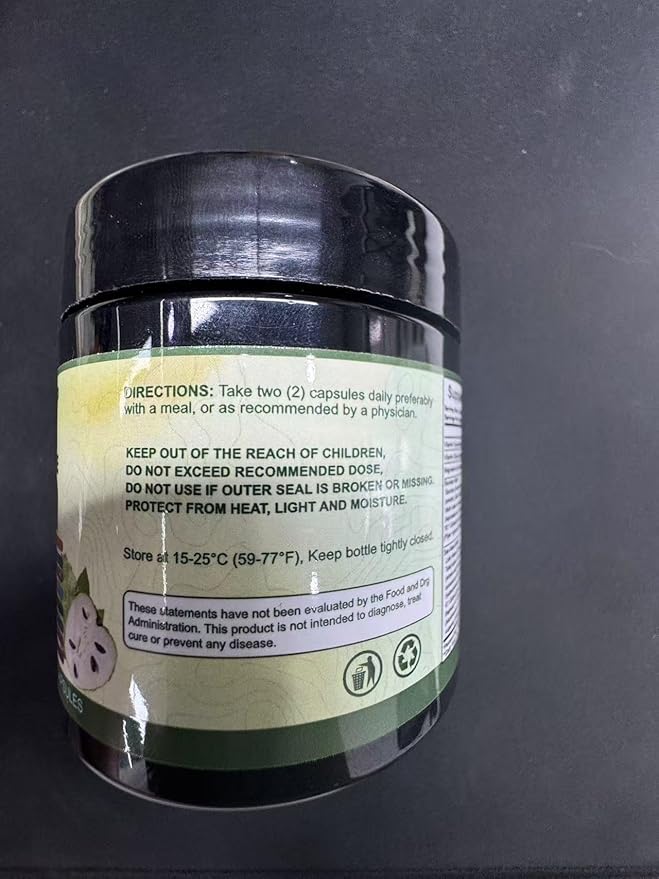 Soursop Capsules - 24 in 1 Graviola Soursop Capsules with Shilajit Sea Moss Lions Mane Turmeric Ashwagandha Vegan Ginger &amp Manuka Honey and More Non-GMO 90capsules