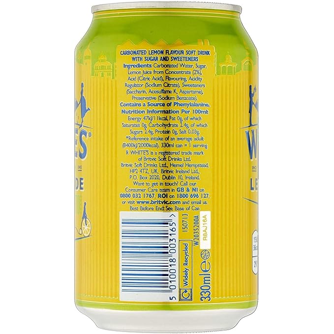 R White Bev Lemonade Fizzy 330-ML (24 Pack)