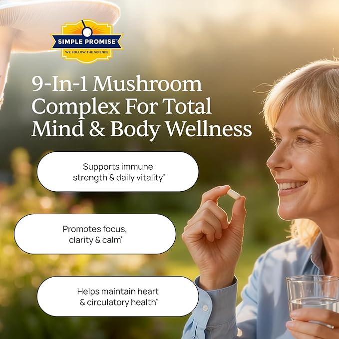 Cholibrium 9-in-1 Mushroom Complex Capsules With Lion’s Mane &amp Reishi - Adaptogenic Mushrooms Supplement Blend For Daily Immunity Focus Sleep &amp Heart Health Support - 1330 mg - 60 Capsules