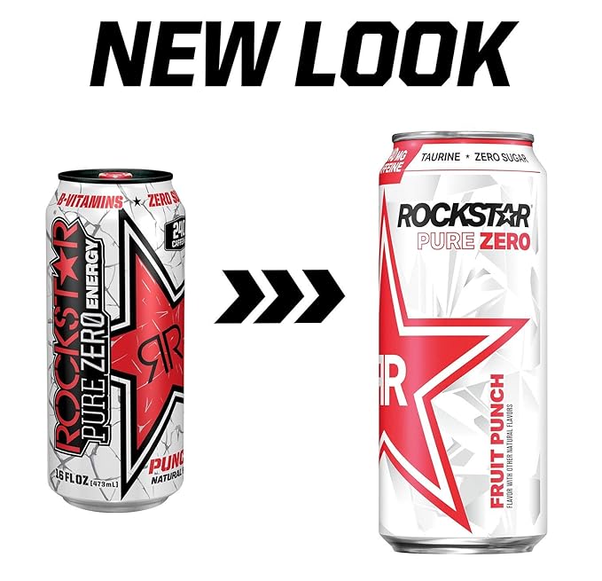 Rockstar Pure Zero Punched - 16 ounce (Pack of 16) and Stinger Pomegranate Passionfruit Energy Chews