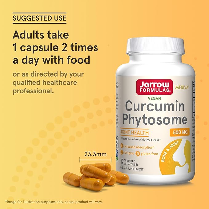 Jarrow Formulas Curcumin Phytosome 500 mg - Formulated with Meriva - Antioxidant Support Supplement - Joint Health &amp Support - 120 Veggie Capsules