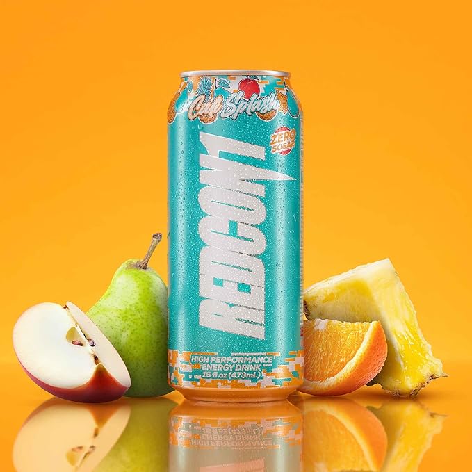 REDCON1 Energy High Performance Drink Cali Splash - Zero Sugar Energy Drink with Alpha GPC Nootropic - 200mg of Natural Caffeine from Green Coffee Beans - Vitamin B6 B12 &amp B5 to Boost Mood (12 c
