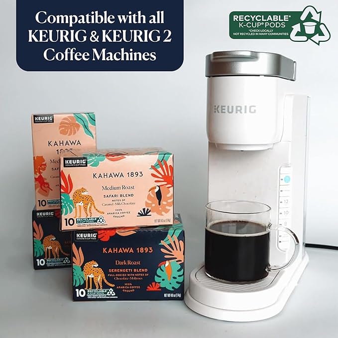 Kahawa 1893 Variety Pack Coffee K-Cup Pods - Safari &amp Serengeti Blend (40 Count) - As Seen on Shark Tank 2 Boxes Medium Roast + 2 Boxes Dark Roast Ethically &amp Sustainably Sourced
