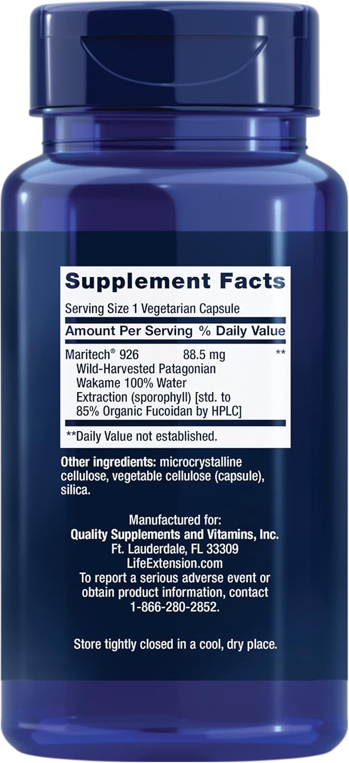 Life Extension Optimized Fucoidan with Maritech® 926 Promotes Healthy Immune Function Gluten-Free Non-GMO Vegetarian 60 Capsules