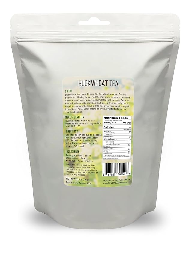 Tartary Buckwheat Tea Premium Grade Roasted Non-GMO Gluten-Free Vegan Caffeine-Free (NET WT 2.2 LB (1 KG))