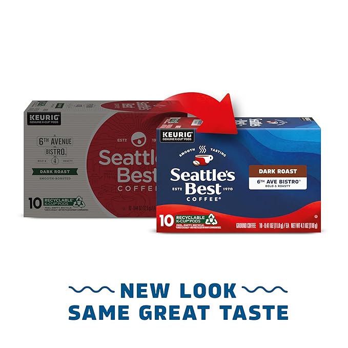 Seattle’s Best Coffee Dark Roast K-Cup Coffee Pods 6th Ave Bistro 100% Arabica 6 Boxes (60 Pods Total)