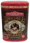 HULA GIRL 100% KONA Roasted Arabica Ground Coffee Light Roast Net Wt. 10.5 Ounce (0.66Lb) 300 Grams Collector Tin