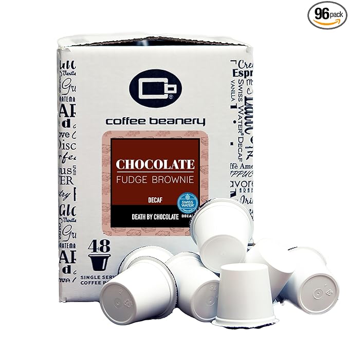 Chocolate Fudge Brownie Decaf Coffee by Coffee Beanery - 96ct Flavored Decaf Coffee Pods Medium Roast 100% Arabica