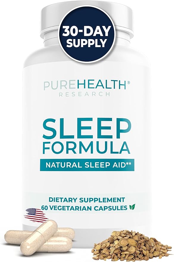 PUREHEALTH RESEARCH Sleep Formula - Fall Asleep Faster and Stay Asleep Longer So You Wake Up Refreshed and Energized - Sleep Supplement with Valerian Root GABA and L-Tryptophan - 1 Bottle
