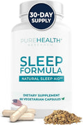 PUREHEALTH RESEARCH Sleep Formula - Fall Asleep Faster and Stay Asleep Longer So You Wake Up Refreshed and Energized - Sleep Supplement with Valerian Root GABA and L-Tryptophan - 1 Bottle