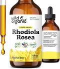 Wild &amp Organic Rhodiola Rosea Tincture - Rhodiola Rosea Supplement for Mood Support - Relaxing Root Extract Liquid Drops - Vegan Sugar &amp Alcohol-Free - 4 fl oz