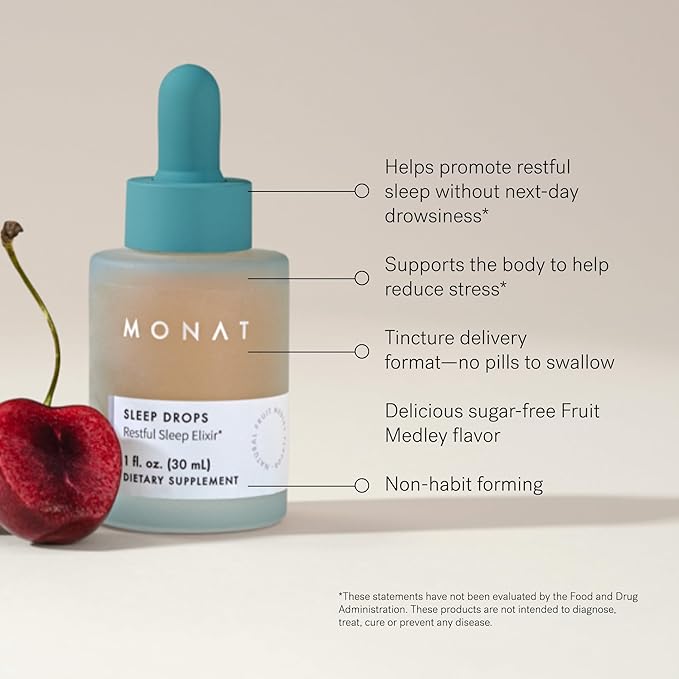 MONAT Sleep Drops Sleep Improvement Product – Herbal Support – Calming Bedtime Drops for Restorative – Relaxation for Stress &amp Frenetic Life – Natural Support Solution