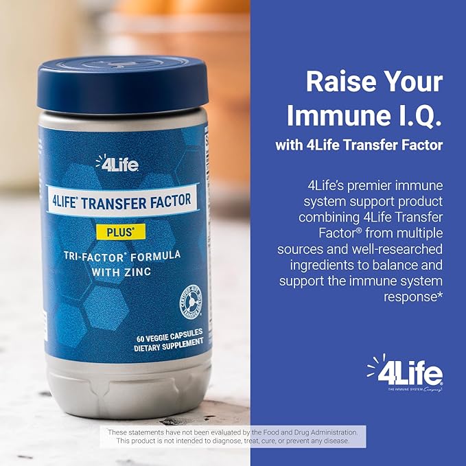 4Life Transfer Factor Plus - Support with Zinc Super Mushroom Blend (Maitake Shiitake Agaricus) and Colostrum &amp Egg Yolk Extracts - 60 Capsules