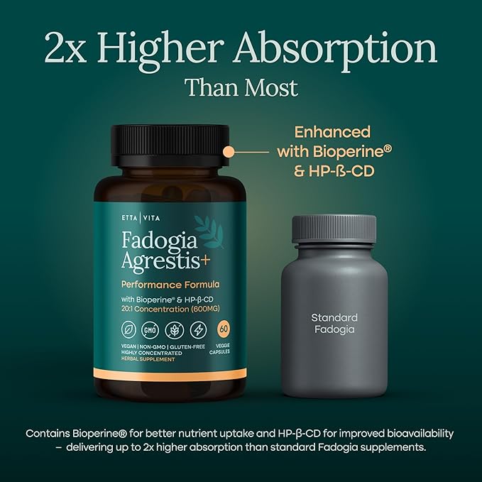 Organic Fadogia Agrestis 600mg for Natural Test Support (2X More Pure - 3X More Absorbent) Athlete Approved - Supports Muscle Growth &amp Recovery Healthy Energy Levels Drive Stamina &amp Mood -