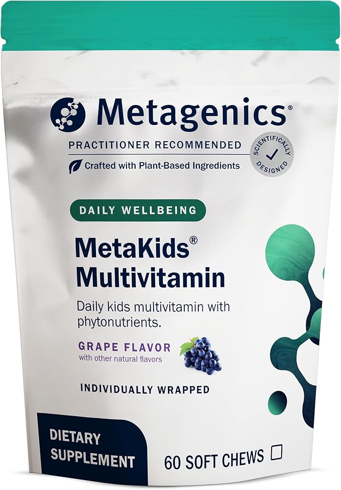 Metagenics MetaKids Multivitamin Soft Chews - Complete Daily Vitamin for Kids* - with Vitamins A C D E &amp B Complex for Immune Bone &amp Growth Support* - 60 Chewable Servings Grape Flavor