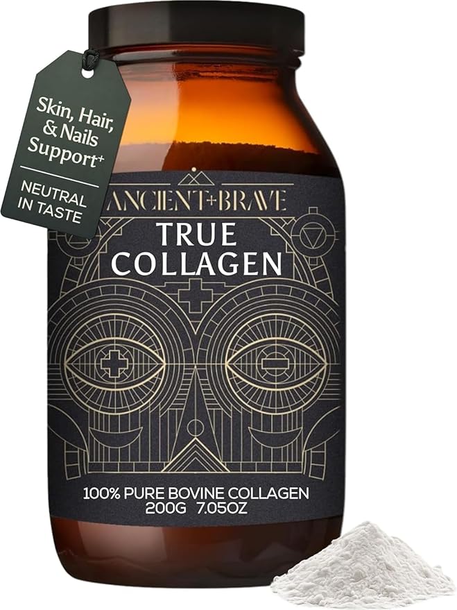 Ancient + Brave True Collagen Powder 7.05oz (Ap 33 Servings) EU Grass Fed Collagen Peptides Highly Absorbable Protein Powder Supplements for Women Supplement for Hair Skin and Nails