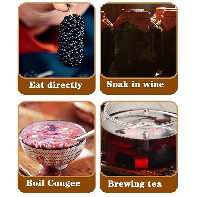 Dried Black Mulberries 桑葚 桑葚干 Black Mulberry Tea Mulberries Tea 14.11oz 400g(200g*2) Herbal Tea Health Snack No Sugar No Addition