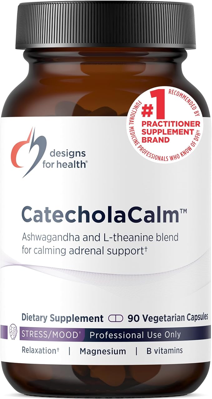 Designs for Health CatecholaCalm - Adaptogenic Herbs + Vitamins for Mood Calm Support with L-Theanine Passion Flower + Phosphatidylserine - Non-GMO Supplement (90 Capsules)
