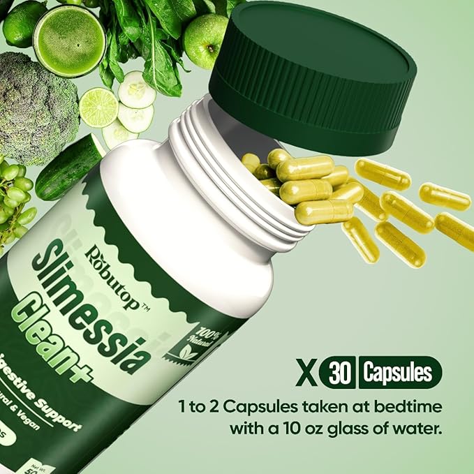 Slimessia Clean+ Gut Cleanse Detox with Moringa Seeds Mulberry Leaves Ginger-Daily Gentle Digestive Support - 30 Capsules - Non-GMO Plant Based - Natural Ingredients