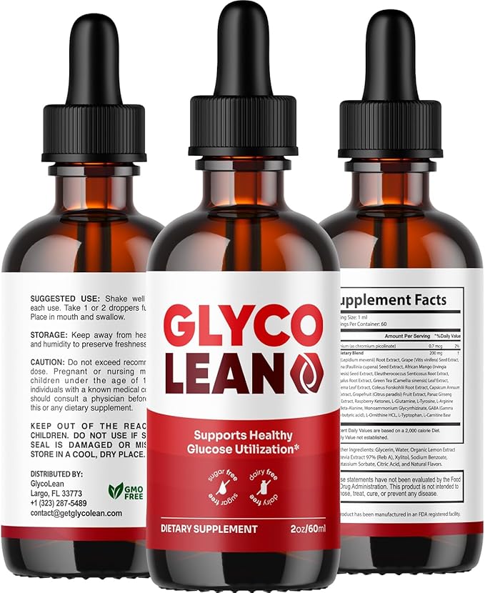 (2 Pack) Glyco Lean Drops - Official GlycoLean Advanced Liquid Supplement Drop Premium Formula - Maximum Strength All Natural Vitamins Support for Overall Health &amp Wellness 2 Bottles for 2 Month