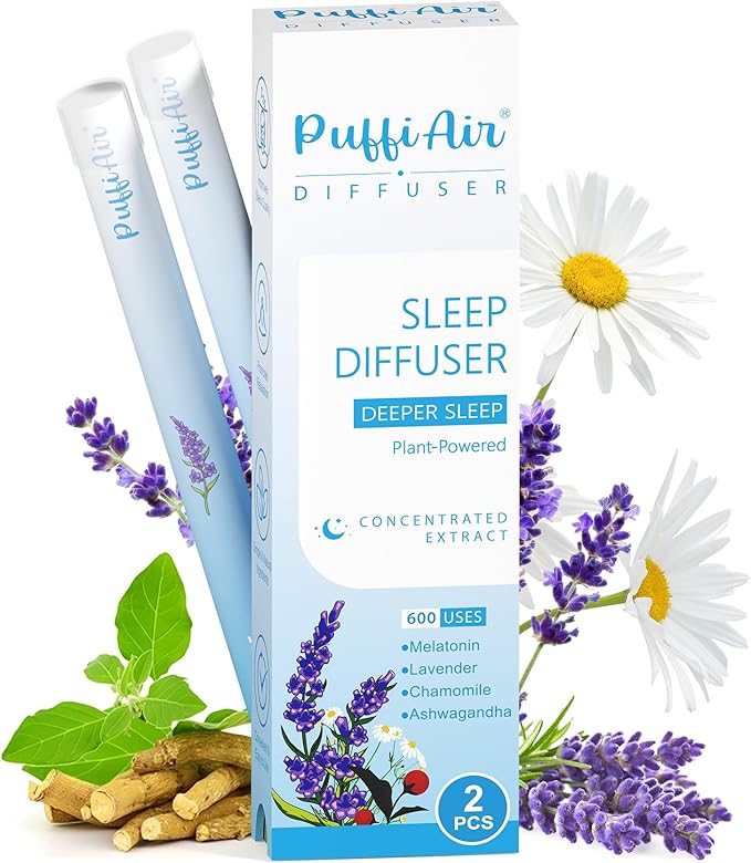 Herbal Diffuser Pen Sleep Diffuser with Melatonin Lavender Ashwagandha &amp Chamomile for Calming Support All Natural Swap - 600 Uses 2 Diffusers 1 Pack