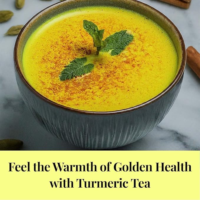 Akshit 150 Turmeric Tea Bags Te De Curcuma Natural Turmeric Tea with Black Pepper Blend Caffeine Free Herbal Tea Sugar Free Non-Gmo.