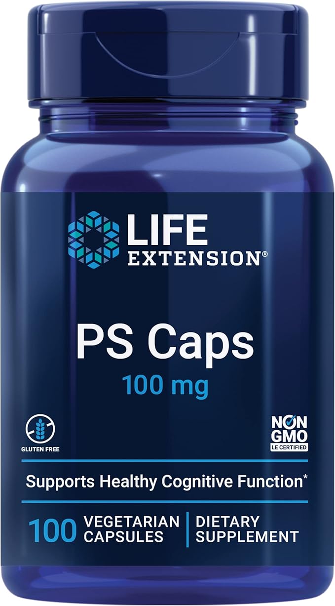 Life Extension PS Caps phosphatidylserine for Cognitive Performance Gluten-Free Non-GMO Vegetarian 100 Capsules
