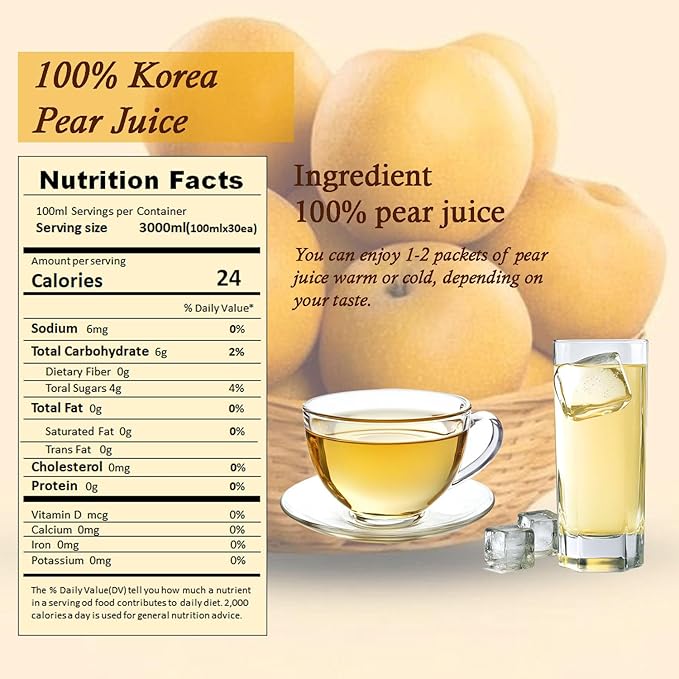 DEAD SKIN Real Korean Pear Extract Juice – No Added Preservatives No Added Artificial Additives- K-Food Pure Concentrate Juice_3.38 oz Per Pack_30 Packs for Men and Women of All Ages