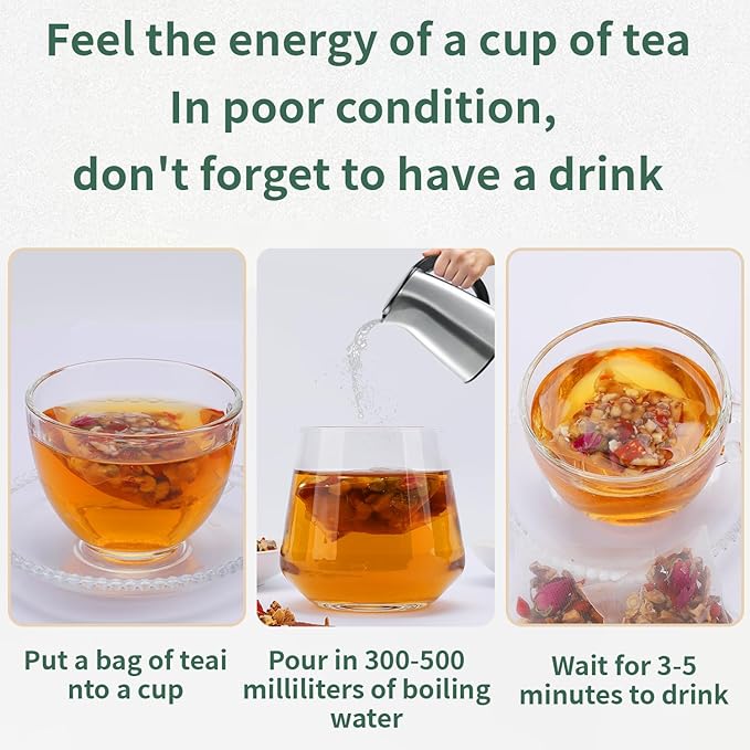 Red Ginseng Eight Treasure TeaAstragalus Rose Tea Red Ginseng &amp Rose Herbal Tea Blendwith Rose Goji BerryAstragalus -ForNatural Vitality &ampMen and women are suitable for drinking Glowing S