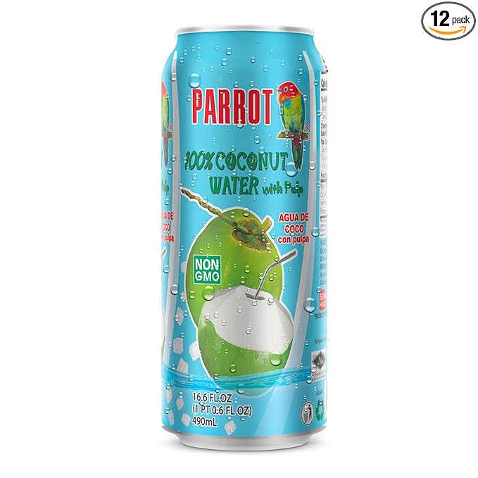 Parrot Brand 100% Coconut Water with Pulp 16.6 fl. oz. (Pack of 12)