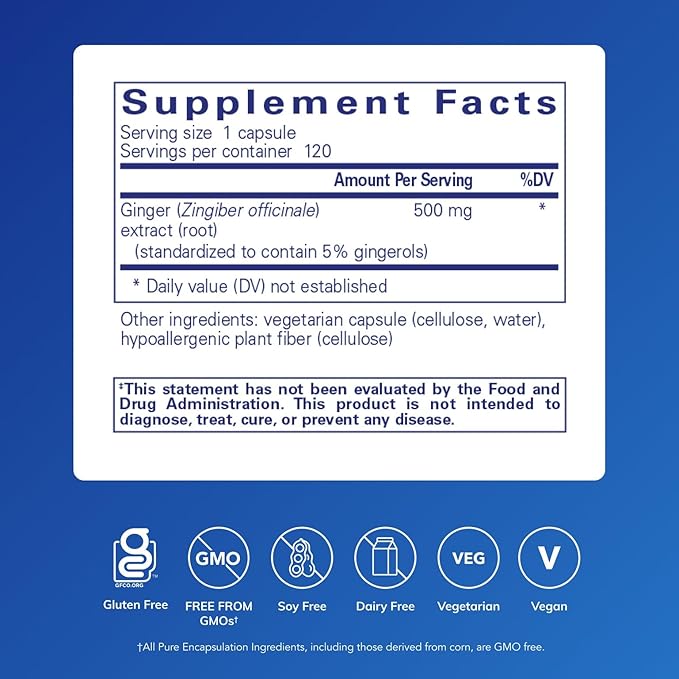 Pure Encapsulations Ginger Extract | Supplement to Support The Digestive Musculoskeletal and Cardiovascular Systems* | 120 Capsules