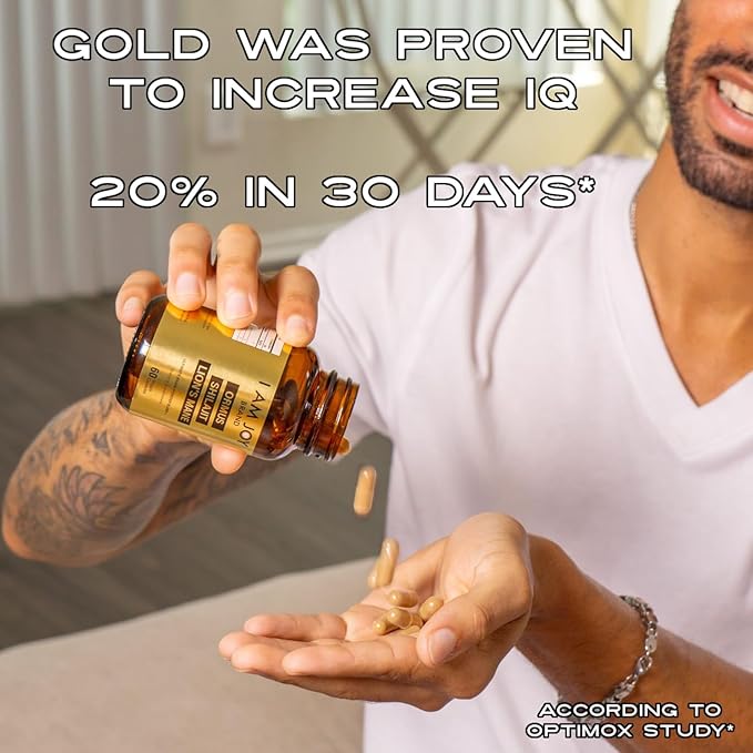 I Am Joy co. Ormus Shilajit Lion's Mane - Ultimate Brain Power! Monoatomic 24k Gold - The Only Blend of Its Kind for Energy Memory &amp Focus - 60 Vegan Capsules