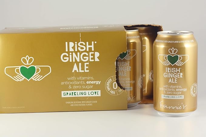 KauffmanTreats Frannie Sparkling Beverage- Zero Calories &amp Sugar Aspertame Free: 8-Ct 12 Oz. Cans (Irish Ginger Ale)