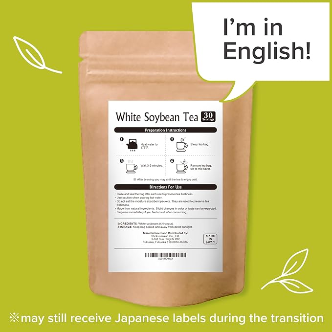 [Onkatsu Farm] Shironata White Soybean Tea - 3g x 30 Non-Caffeinated Tea Bags - Japanese Tea Made In Japan