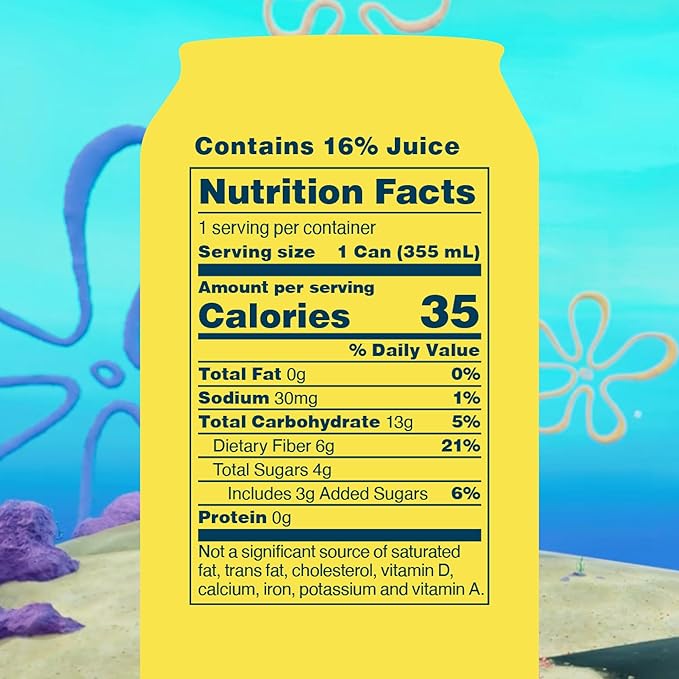 OLIPOP Prebiotic Soda Pop SpongeBob Pineapple Paradise Pantry Pack Packed with Prebiotics Fiber and Botanicals Gluten Free GMO Free 12oz Skinny Can (12-Cans)