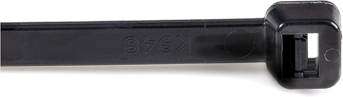 StarTech.com 10(25cm) Cable Ties - 1/8(4mm) Wide 2-5/8(68mm) Bundle Diameter 50lb(22kg) Tensile Strength Nylon Self Locking Zip Ties w/Curved Tip 94V-2/UL Listed 1000 Pack - Black TAA