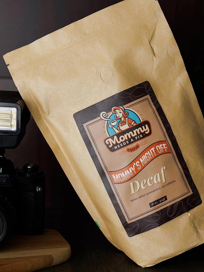 Mommy Needs A Fix Decaf Ground Coffee | 100% All Natural Arabica Beans | Medium Roast | Chemical Free Swiss Water Process | Pregnancy &amp Breastfeeding Friendly | Roasted in the USA | 1 lb