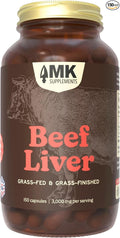 MK Supplements Grass Fed Beef Liver Supplement Supports Energy Production Detoxification Digestion Immunity and Full Body Wellness Non-GMO Freeze Dried 30 Servings (3000 mg Each)