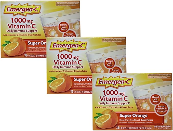 Emergen-C Health and Energy Booster - Super Orange 30 Ct. Pack of 3