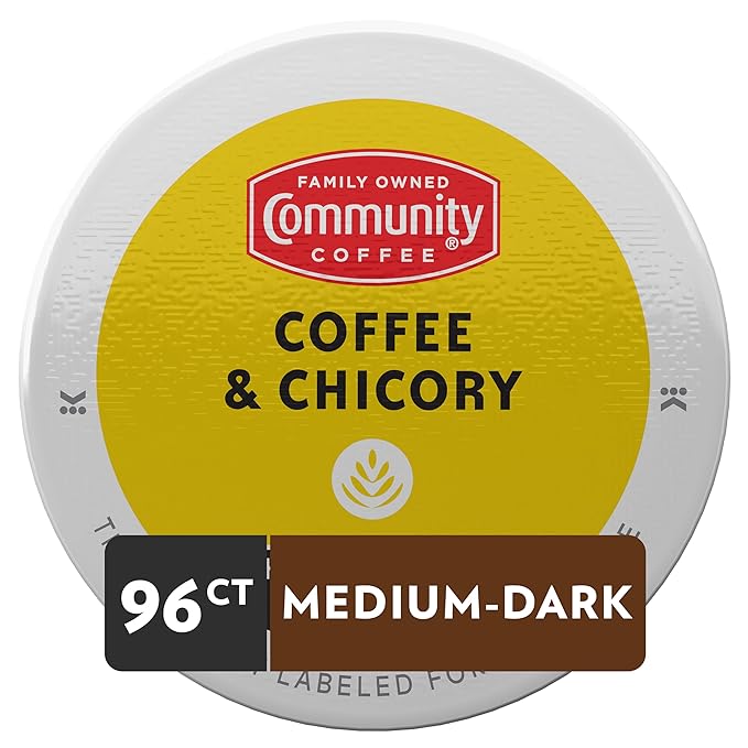 Community Coffee Coffee &amp Chicory 96 Count Coffee Pods Medium-Dark Roast Compatible with Keurig 2.0 K-Cup Brewers 24 Count (Pack of 4)