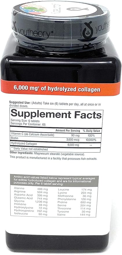 youtheory Collagen Plus Biotin 390 Tablets (5 Pack)