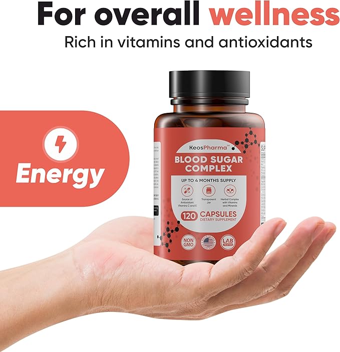 Blood Sugar Supplement 120 Capsules Up to 4 Months Supply with Magnesium Cinnamon Zinc Vitamin CE Biotin and Other