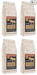 Moose Munch Milk Chocolate Peanut Butter Ground Coffee – 4 Pack 12 oz Bags – Chocolate &amp Peanut Butter Dessert-Inspired Flavored Coffee