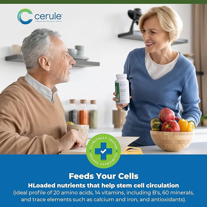 Cerule StemEnhance Ultra 2 Pack –Natural Stem Cell Support Supplement for Cellular Renewal Immune Function Energy and Recovery–Freshwater Microalgae &amp Marine Macroalgae Extracts– 120 Capsules T