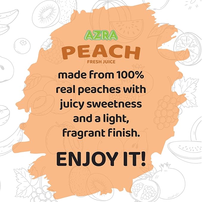 AZRA 100% Peach Juice 500 ml Can (Pack of 12) – Fresh Peach Fruit Juice Beverages No Added Sugar – Healthy Drinks for Adults and Kids – Real Fruit Juice Variety – 100 Percent Juice 16.9 fl oz