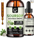 (2 Pack) Soursop Graviola Liquid Drops 1800mg 98% Absorption Soursop Bitters Liquid for Cell Support &amp Regeneration Immune Boost Relax Liver and Sleep Herbal Goodness Gluten Free 1 Fl Oz