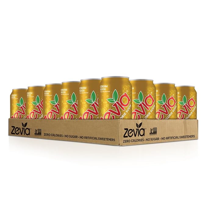 Zevia Zero Calorie Cream Soda 12 Fl Oz (Pack of 24) and 16 Ounce Cans (Pack of 12)
